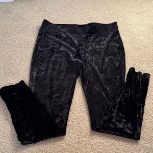 LOGO by Lori Goldstein Black Velvet Leggings